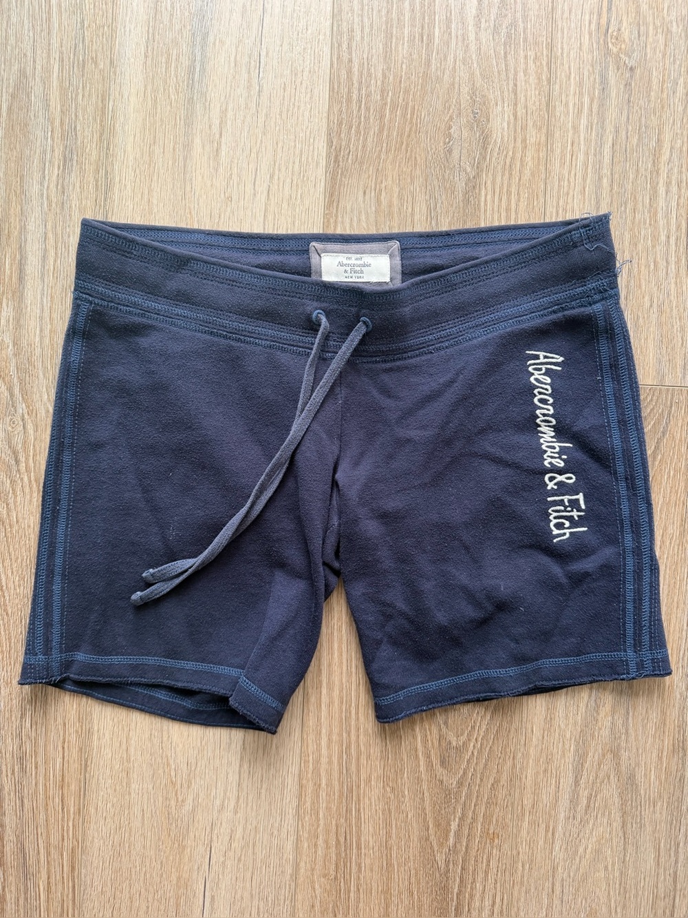 navy blue Abercrombie & Fitch fleece sweat shorts